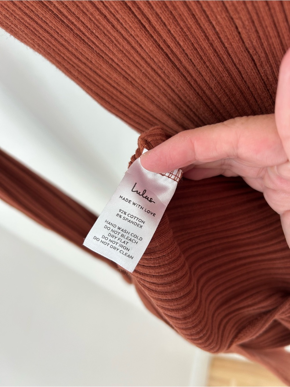 Lulus Rust Ribbed Twist Front Midi Dress - Picture 6 of 7